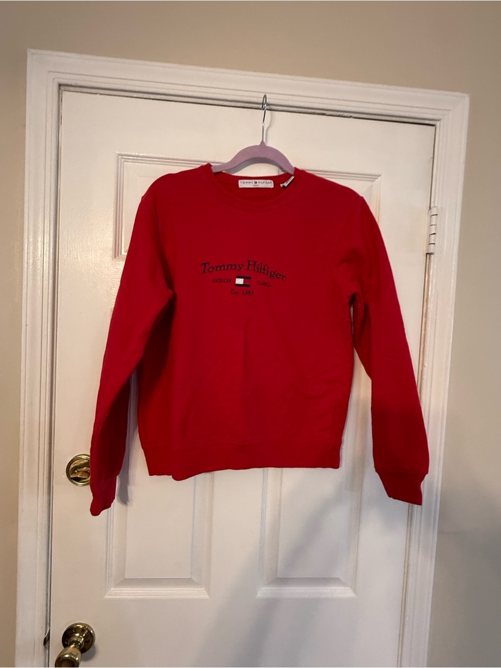 Tommy Hilfiger Bright Red Logo Crewneck Sweatshirt